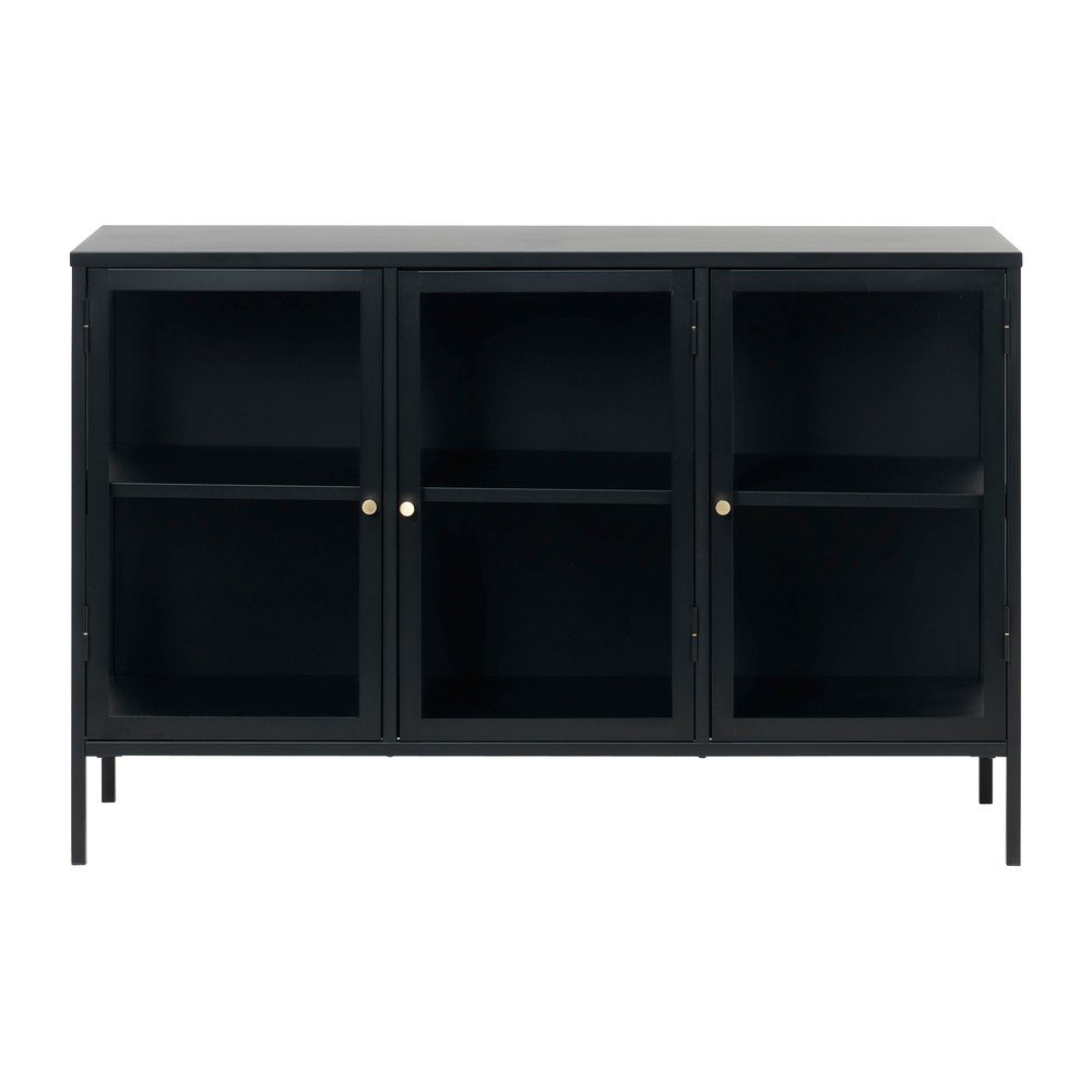 Fekete fém tálalószekrény 132x85 cm Carmel – Unique Furniture