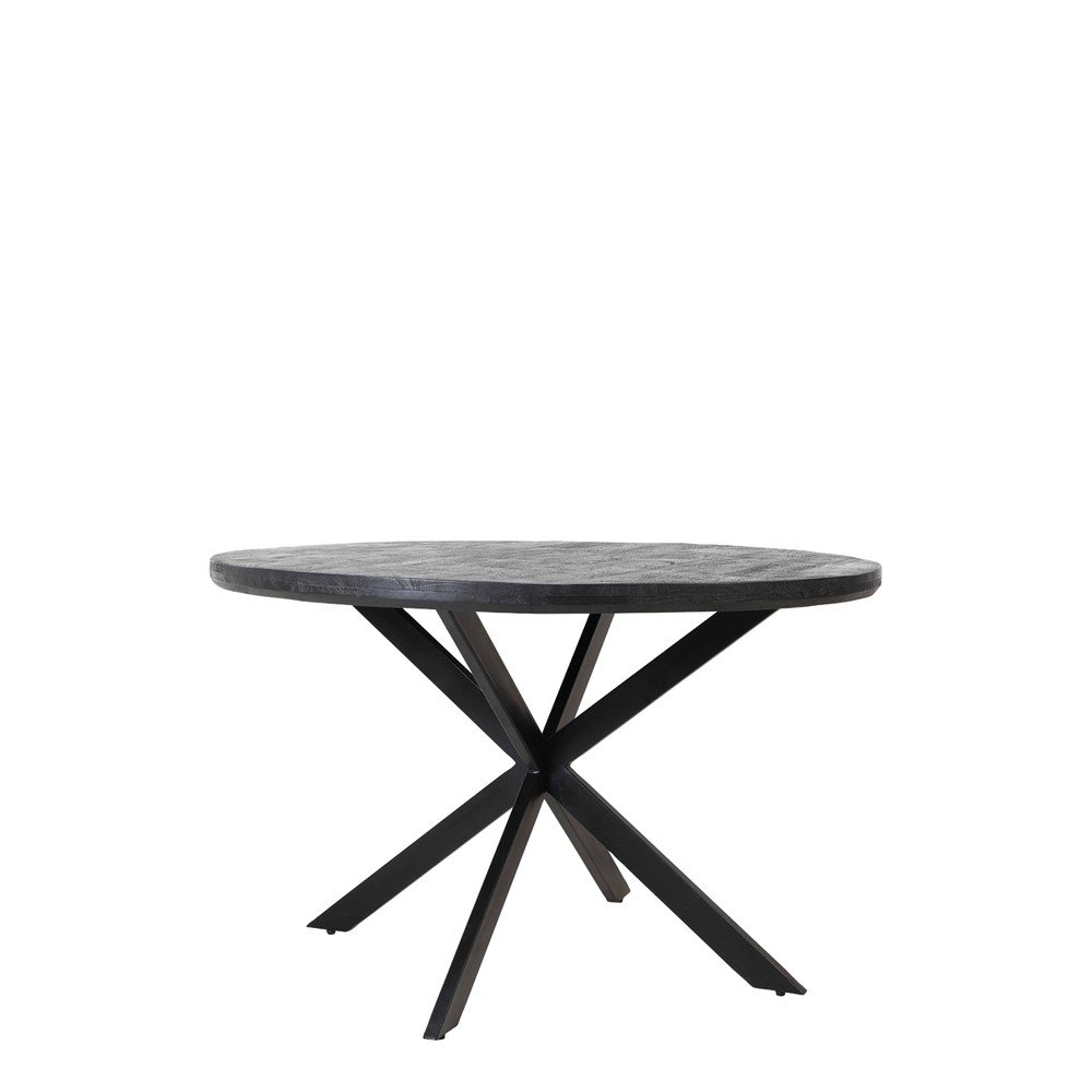 Fekete kerek étkezőasztal akácfa asztallappal ø 140 cm Yellov – Light & Living
