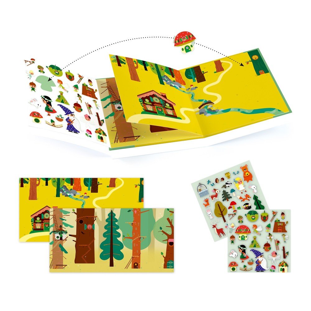Forest Sticker Story könyvek eltávolítható matricákkal - Djeco