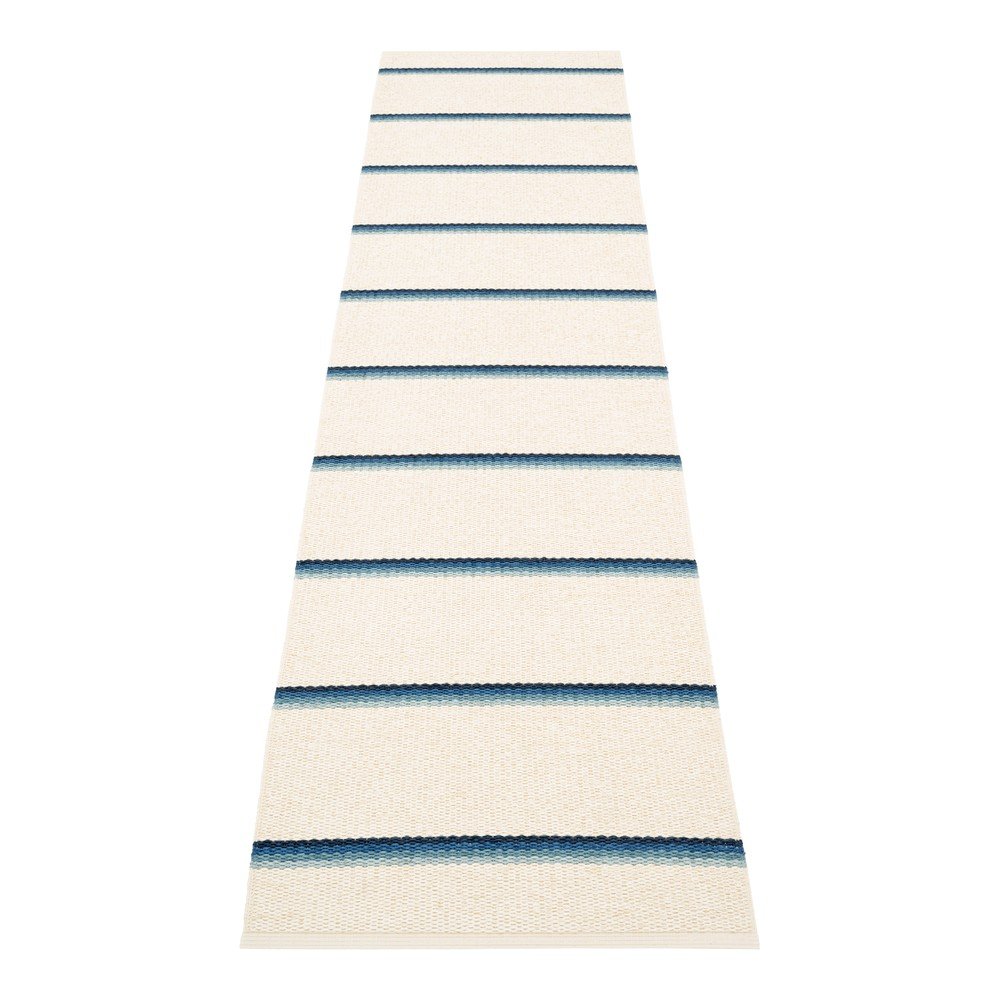 Kék-krémszínű kültéri-beltéri futószőnyeg 70x300 cm Olle Blue Vanilla – Pappelina