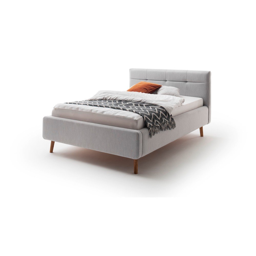 Világosszürke kárpitozott franciaágy ágyrács nélkül 140x200 cm Lotte – Meise Möbel