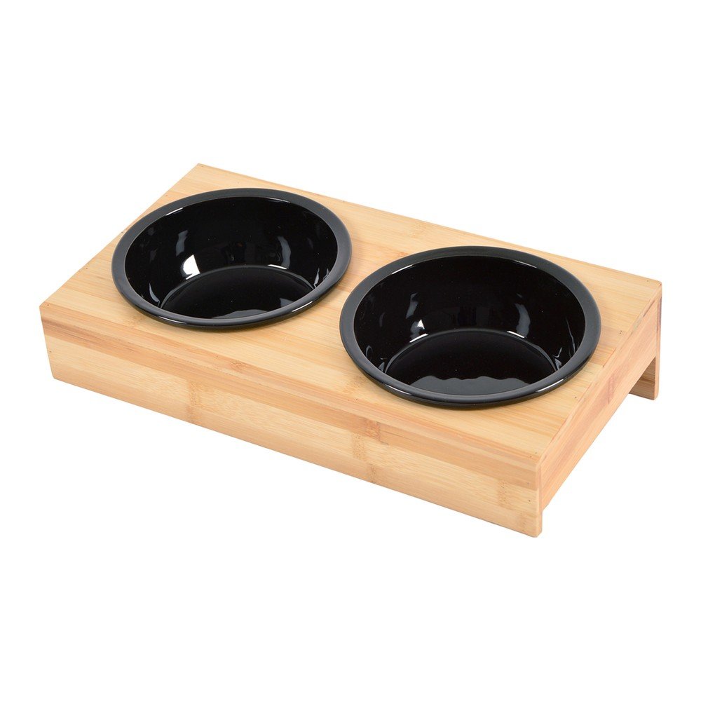 Bambusz tálka szett állvánnyal kutyáknak ø 16 cm – Love Story