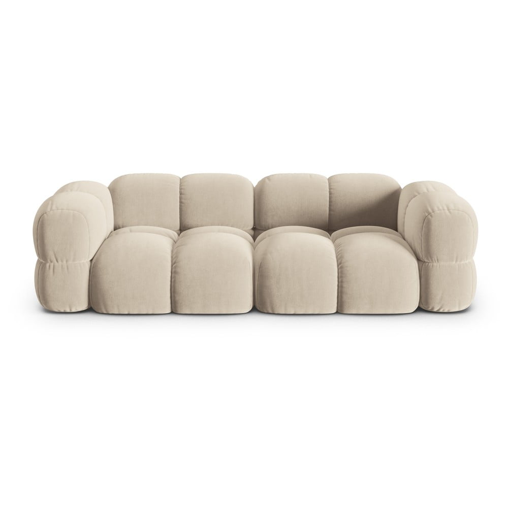Bézs bársony kanapé 250 cm Loretto – Cosmopolitan Design