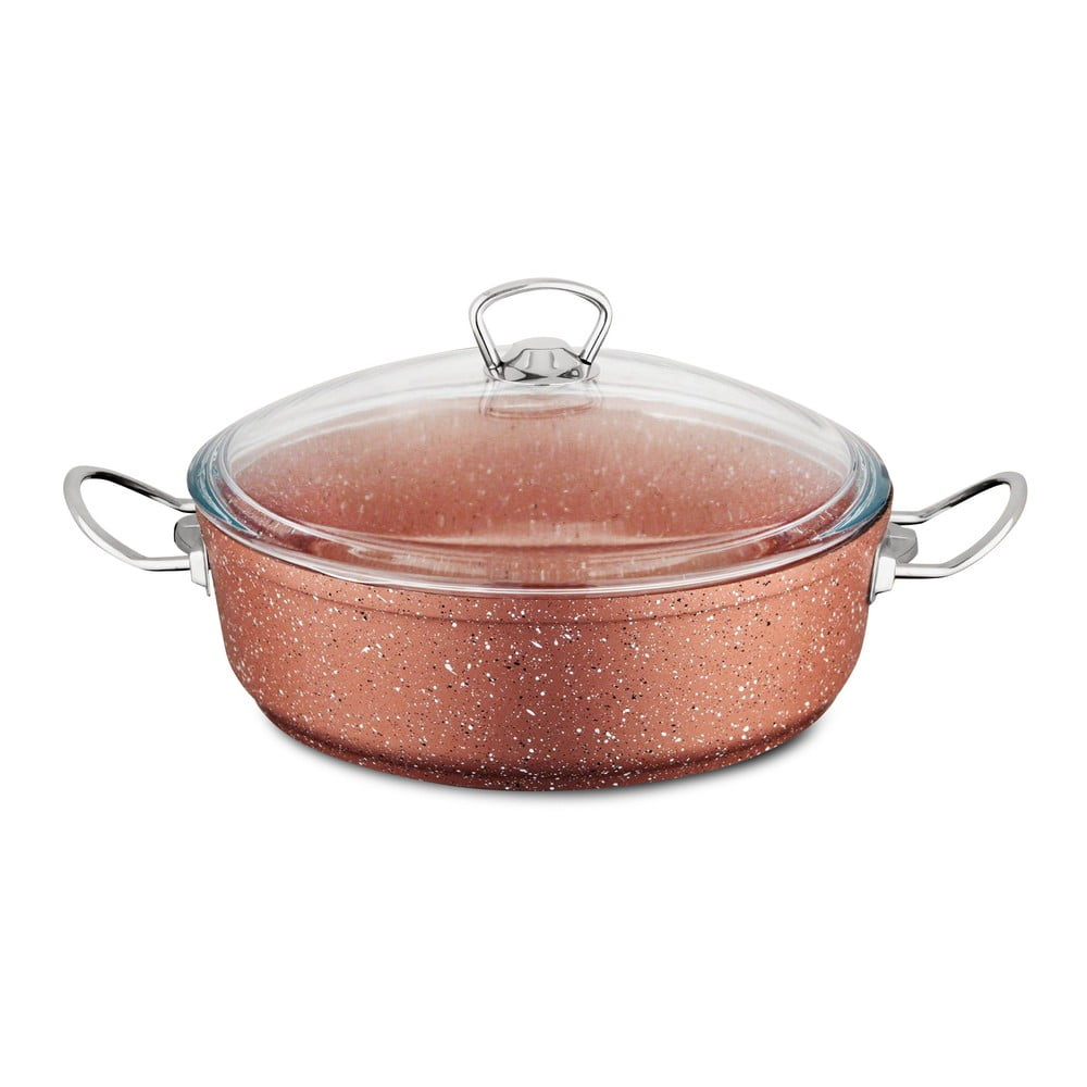 Classic rózsaszín alacsony alumínium edény fedővel