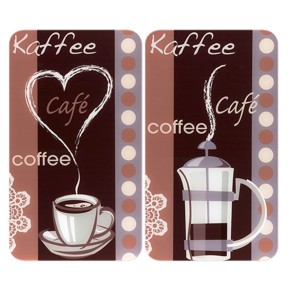 Edzett üveg tűzhely fedőlap szett 2 db-os 30x52 cm Coffee – Maximex