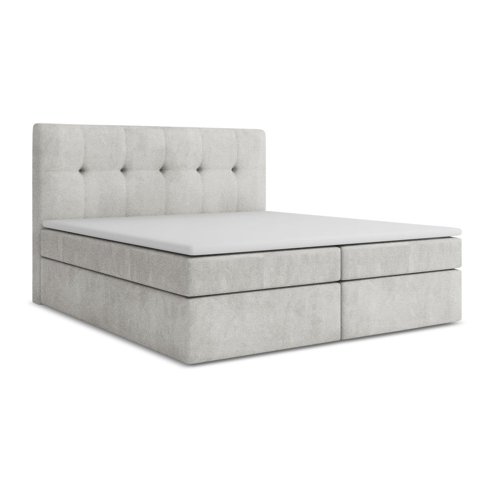 Ezüstszínű ágyneműtartós boxspring ágy 160x200 cm Palta – Makamii