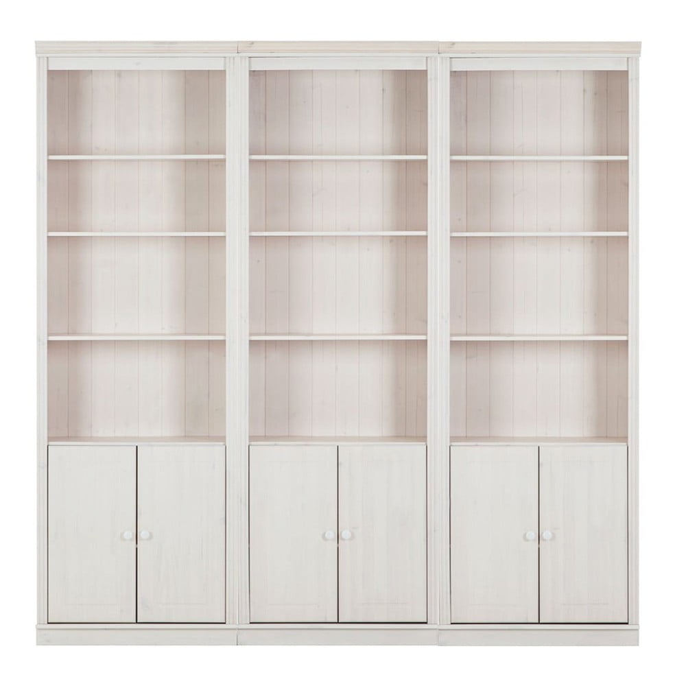 Fehér borovi fenyő könyvespolc 222x223 cm Anita – Støraa