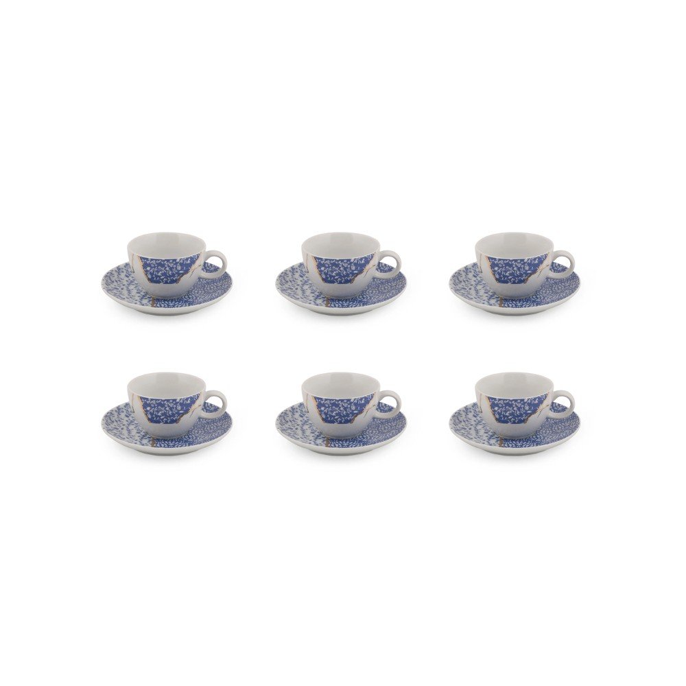 Fehér-kék porcelán csésze szett 6 db-os 0.9 l – Hermia