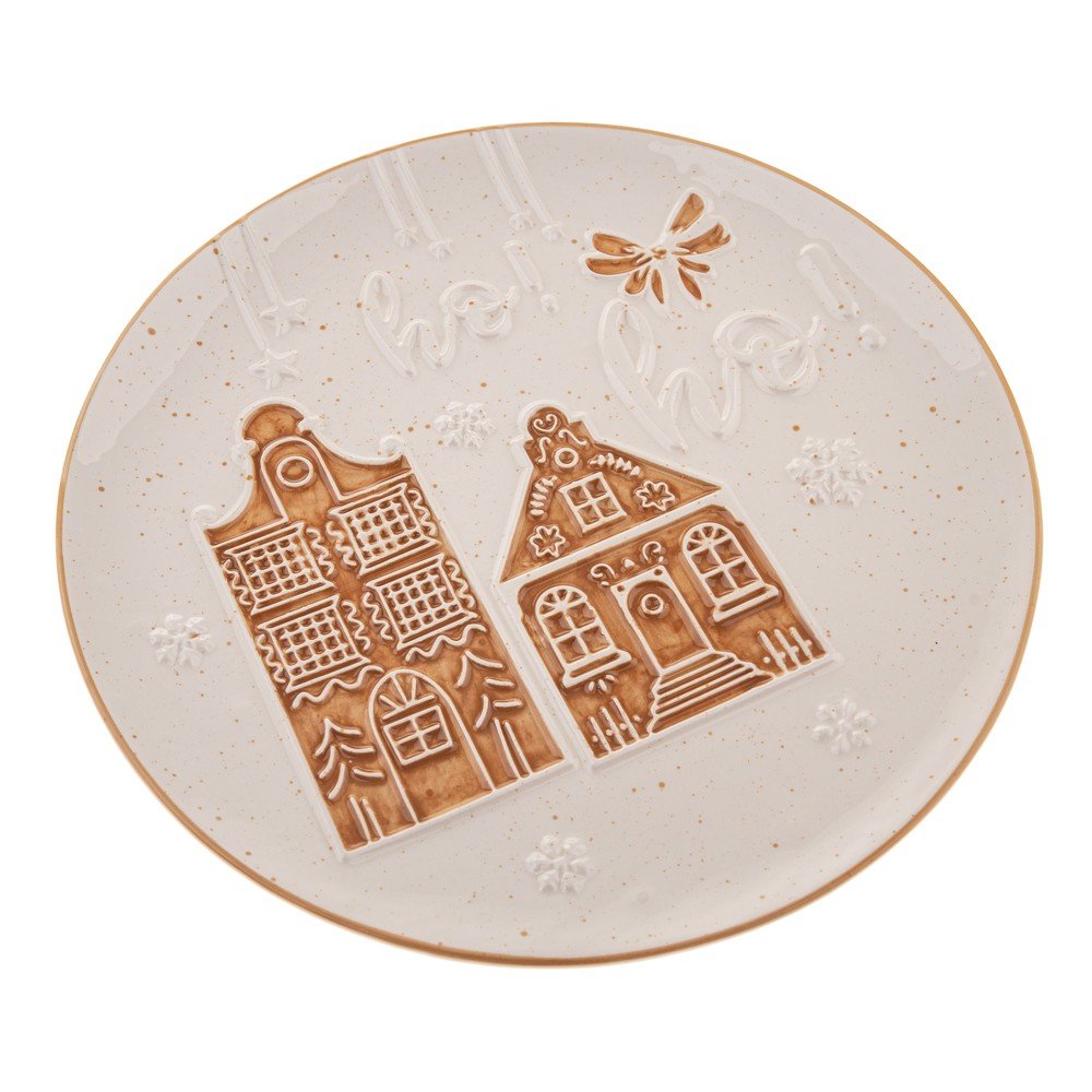 Fehér szervírozó kerámia tányér karácsonyi mintával ø 26 cm Christmas cottage – Dakls