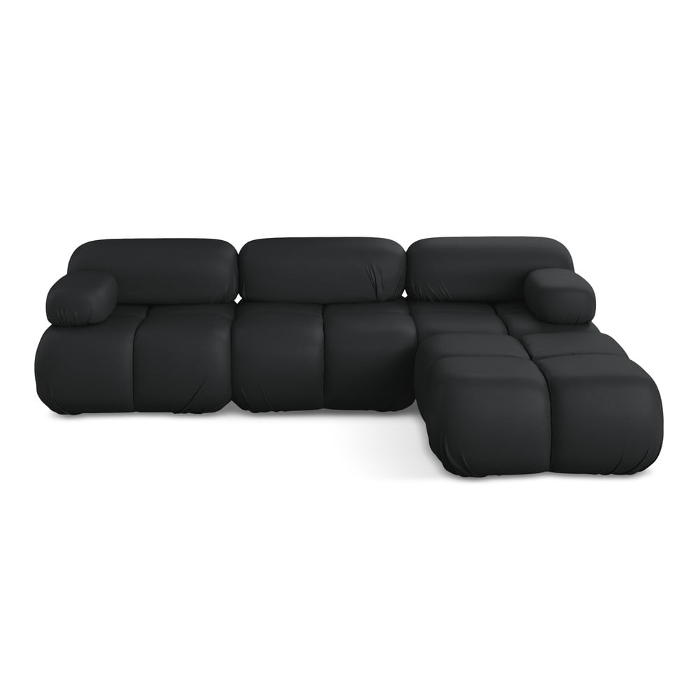 Fekete bőrutánzat moduláris sarokkanapé Lokua – Makamii