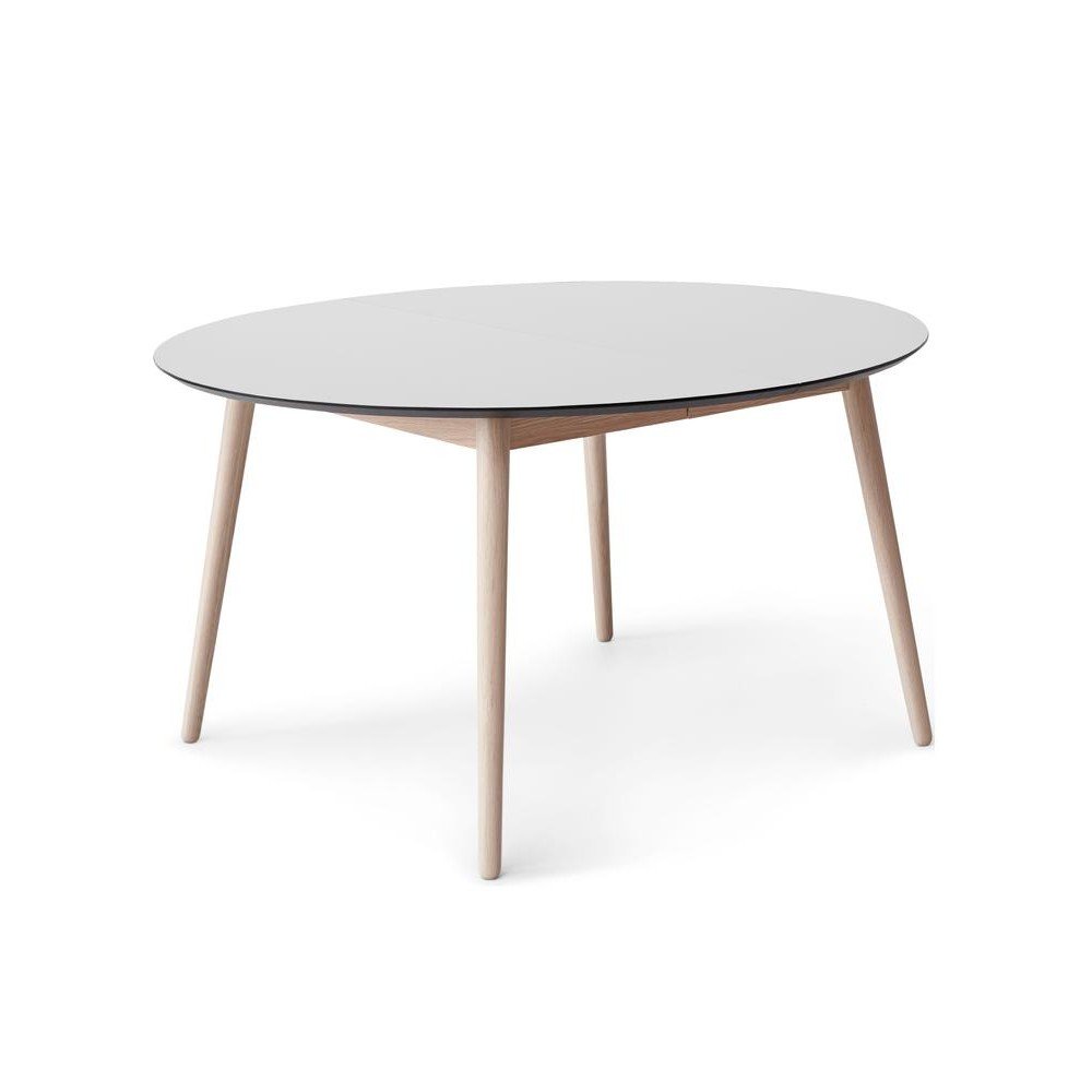 Kerek bővíthető étkezőasztal fehér asztallappal és hosszabbító asztallappal ø 135 cm Meza – Hammel Furniture