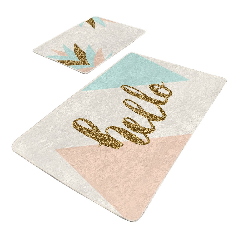 Krémszínű-aranyszínű bársony fürdőszobai kilépő szett 2 db-os 60x100 cm Hello – Mila Home