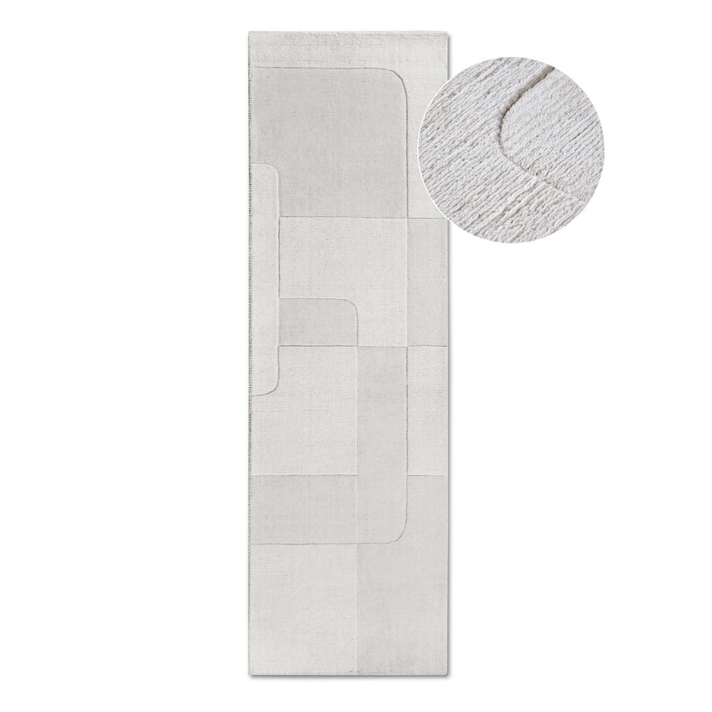 Krémszínű kézi szövésű gyapjú futószőnyeg 80x250 cm Charlotte – Villeroy&Boch