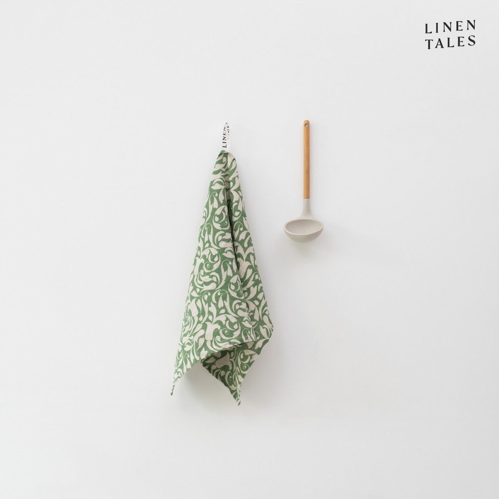 Len konyharuha 45x65 cm Evergreen Damask – Linen Tales