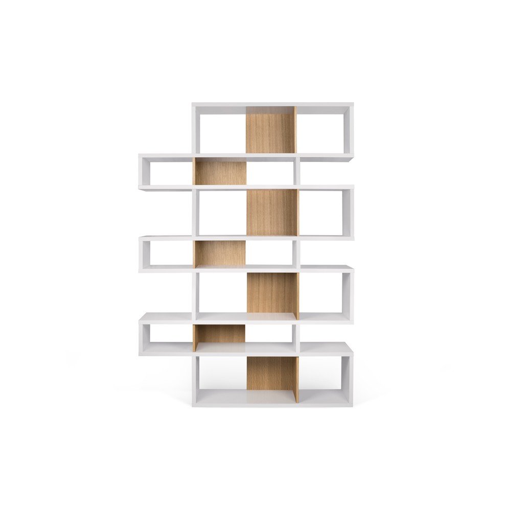 London fehér könyvespolc világosbarna részletekkel