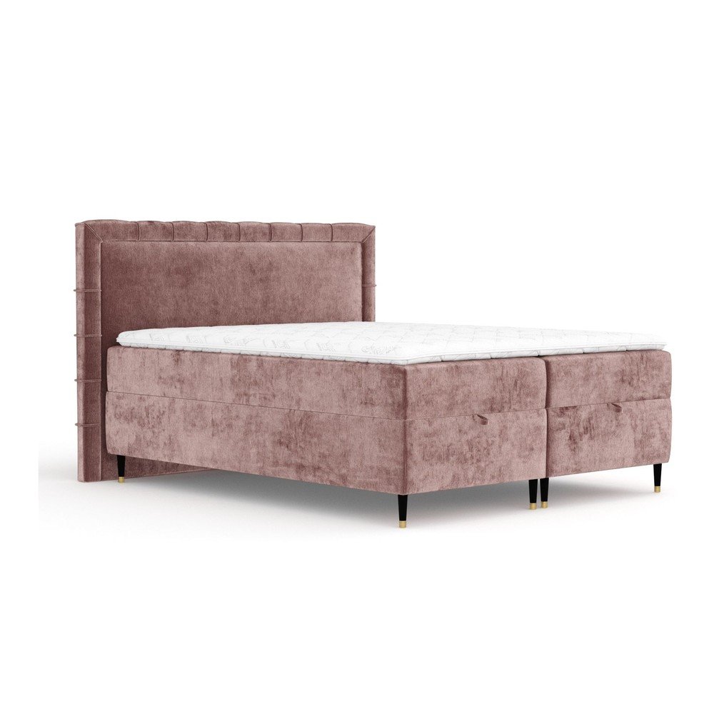 Rózsaszín ágyneműtartós boxspring ágy 200x200 cm Voyage – Maison de Rêve
