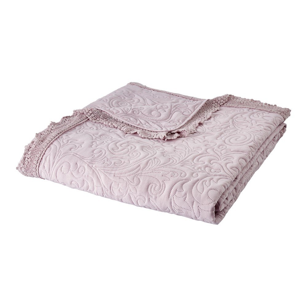 Rózsaszín steppelt ágytakaró 220x230 cm Bridgerton Silhouette Floral Lace – Catherine Lansfield
