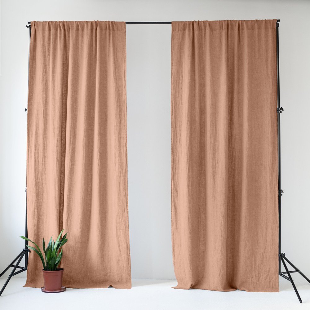 Rózsaszínes-barna len függöny 140x300 cm Cafe Creme – Linen Tales