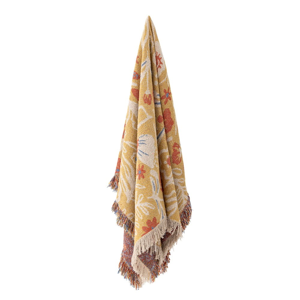 Sárga újrahasznosított pamut takaró 130x160 cm Reims – Bloomingville