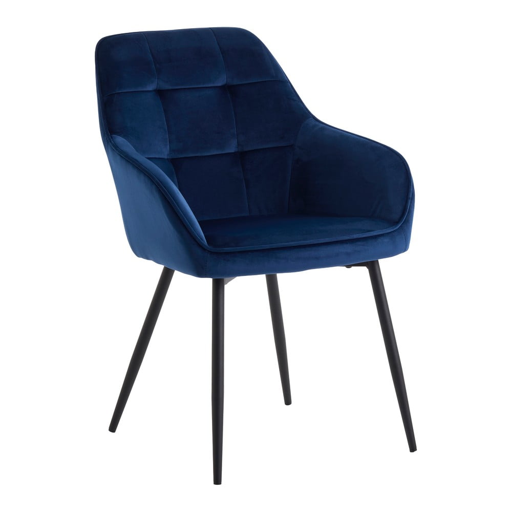 Sötétkék bársony karfás étkezőszék szett 2 db-os Nolan Square – Unique Furniture
