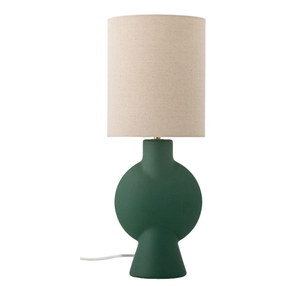 Sötétzöld-natúr színű asztali lámpa textil búrával (magasság 55 cm) Sergio – Bloomingville
