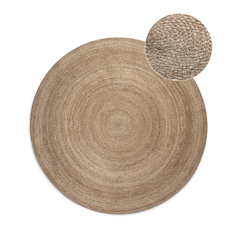 Szürkésbézs kétoldalas juta kerek szőnyeg ø 100 cm Braided Grey – Hanse Home