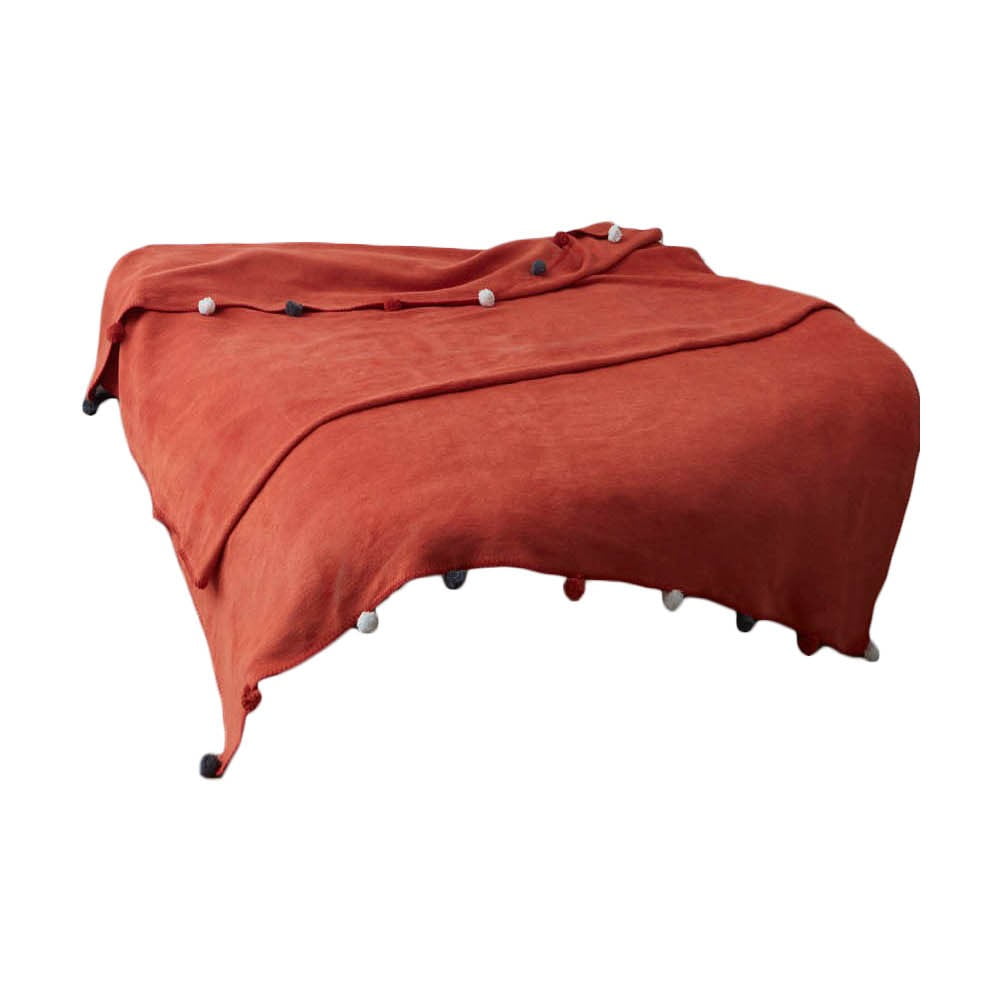 Téglavörös fleece ágytakaró 200x220 cm Pom Pom – Mijolnir