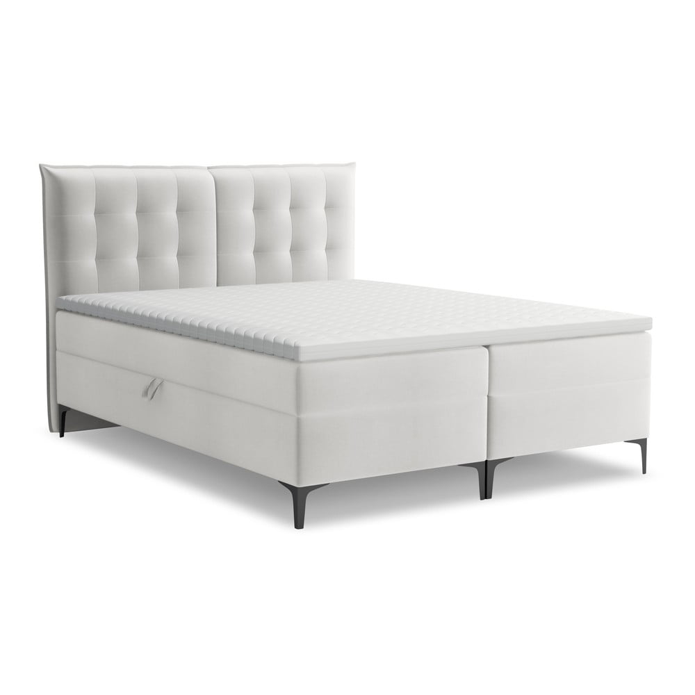 Világosszürke ágyneműtartós boxspring ágy 180x200 cm Mikana – Makamii