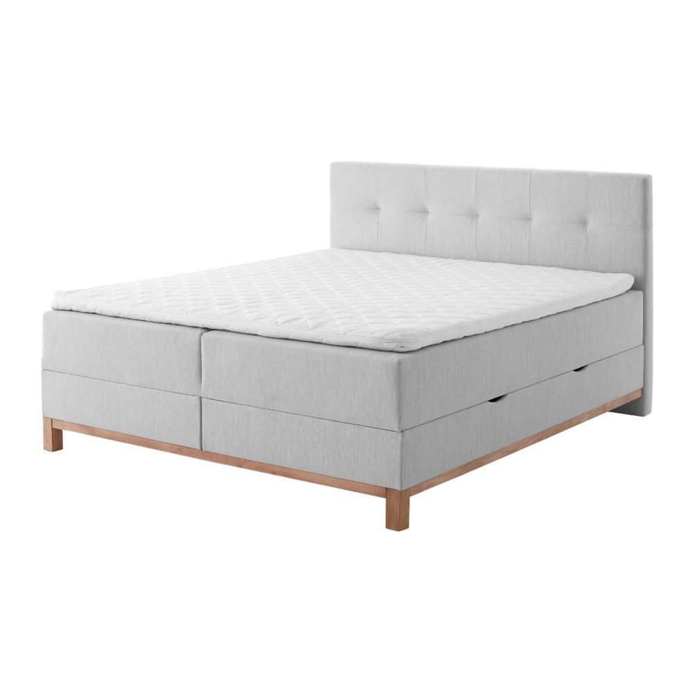 Világosszürke boxspring ágy tárolóhellyel 160x200 cm Catania - Meise Möbel