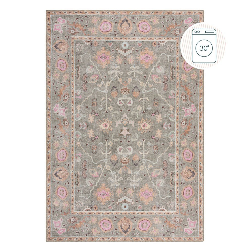 Világoszöld mosható szőnyeg 152x230 cm Una Floral – Flair Rugs