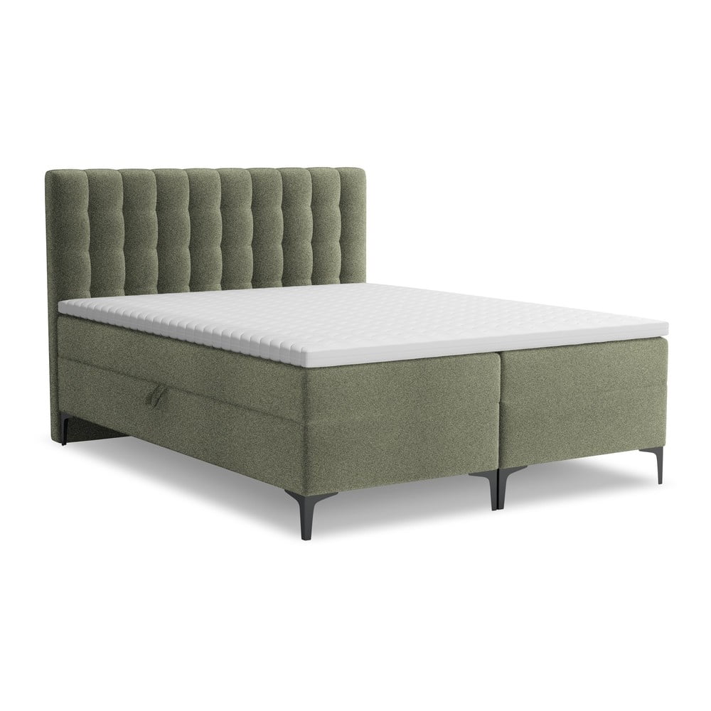 Zöld ágyneműtartós boxspring ágy 180x200 cm Puhala – Makamii