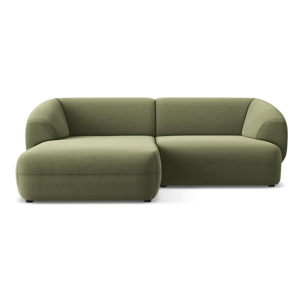 Zöld bársony sarokkanapé (bal oldali) Moana – Makamii