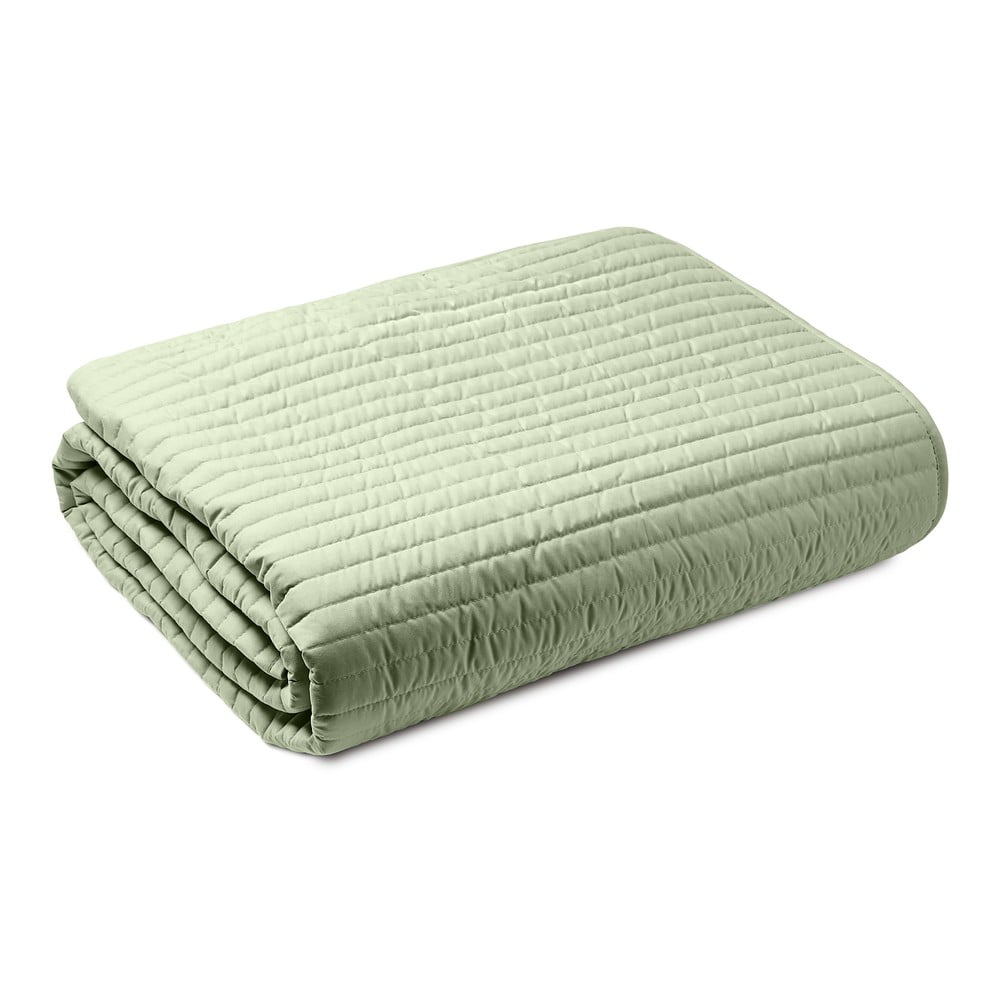 Zöld steppelt ágytakaró franciaágyra 220x230 cm Quilted Lines – Bianca