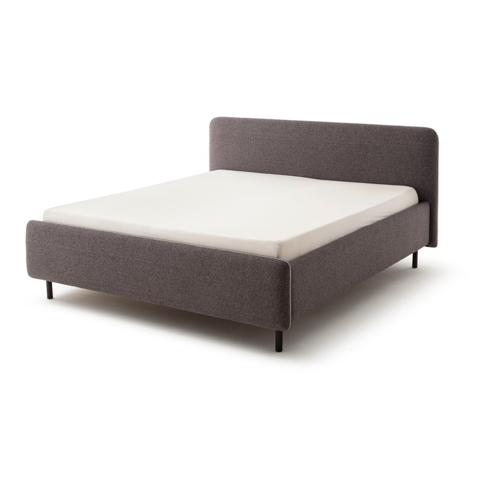 Antracitszürke kárpitozott ágyneműtartós franciaágy ágyráccsal 160x200 cm Primo – Meise Möbel
