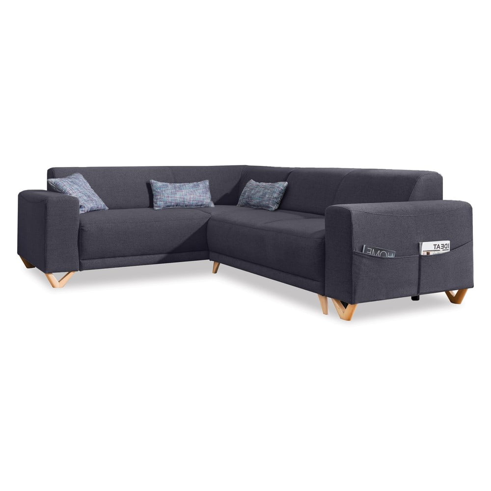 Antracitszürke kinyitható-tárolóhelyes sarokkanapé (bal oldali-L alakú) Classy Sophie – Miuform