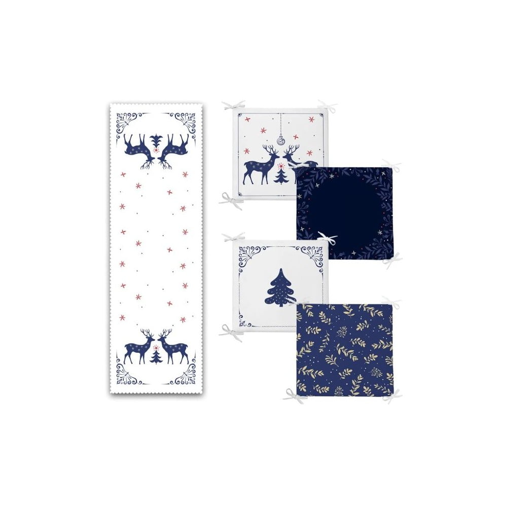 Asztali futó és székpárna szett 5 db-os Blue Christmas – Mila Home