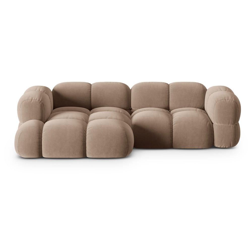 Barna bársony sarokkanapé (bal oldali-heverő résszel) Loretto – Cosmopolitan Design