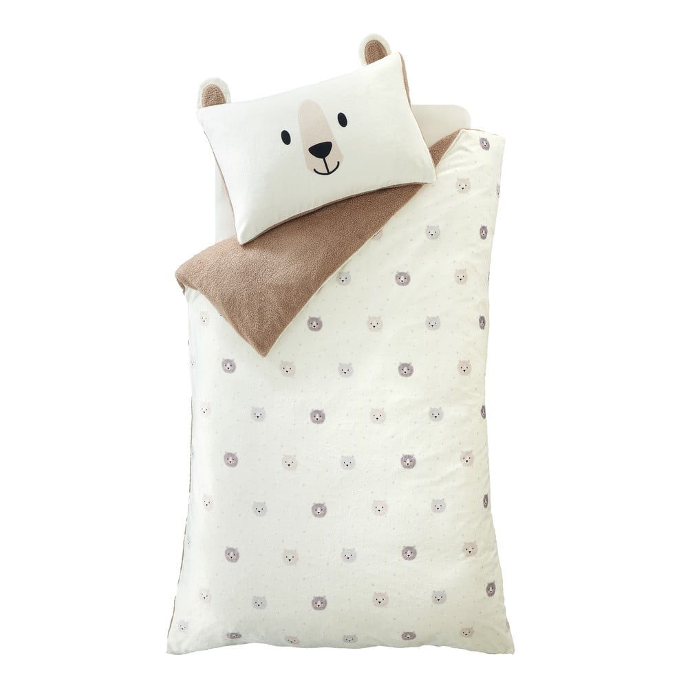 Barna-krémszínű egyszemélyes mikroplüss gyerek ágyneműhuzat 135x200 cm Cosy Bear – Catherine Lansfield