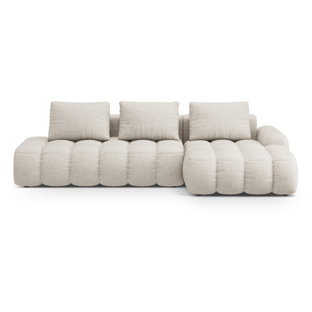 Bézs kinyitható-tárolóhelyes sarokkanapé (jobb oldali-heverő résszel) Linz – Cosmopolitan Design