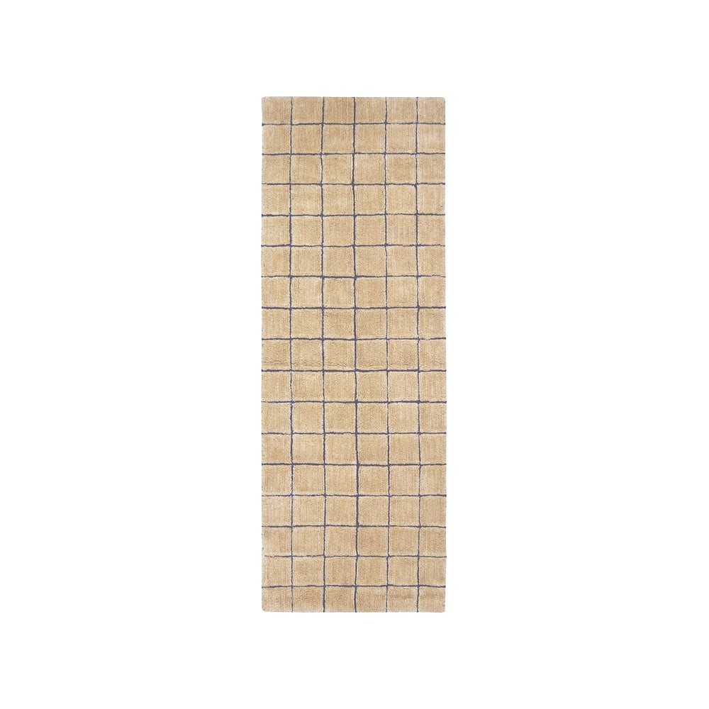 Borostyán színű kézi szövésű gyapjú futószőnyeg 80x230 cm Mosaic Amber – Lorena Canals