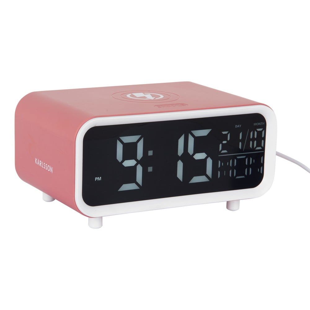 Digitális ébresztőóra vezeték nélküli töltővel Chunky LED – Karlsson