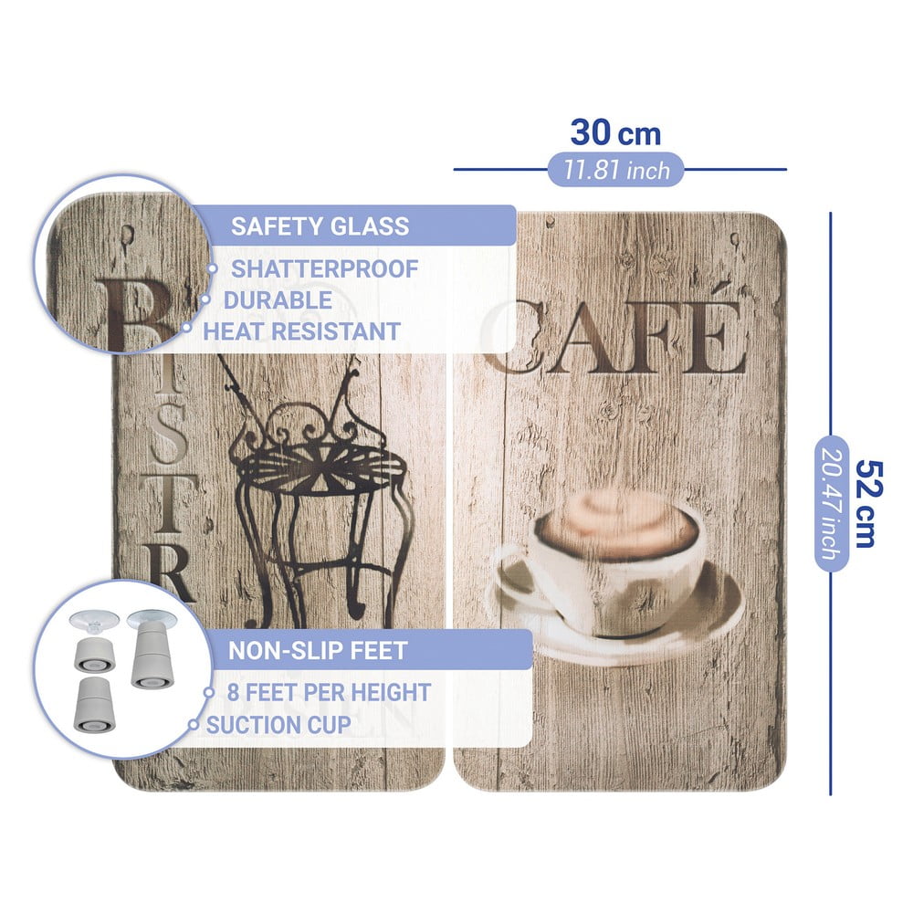 Edzett üveg tűzhely fedőlap szett 2 db-os 30x52 cm Bistrot – Wenko