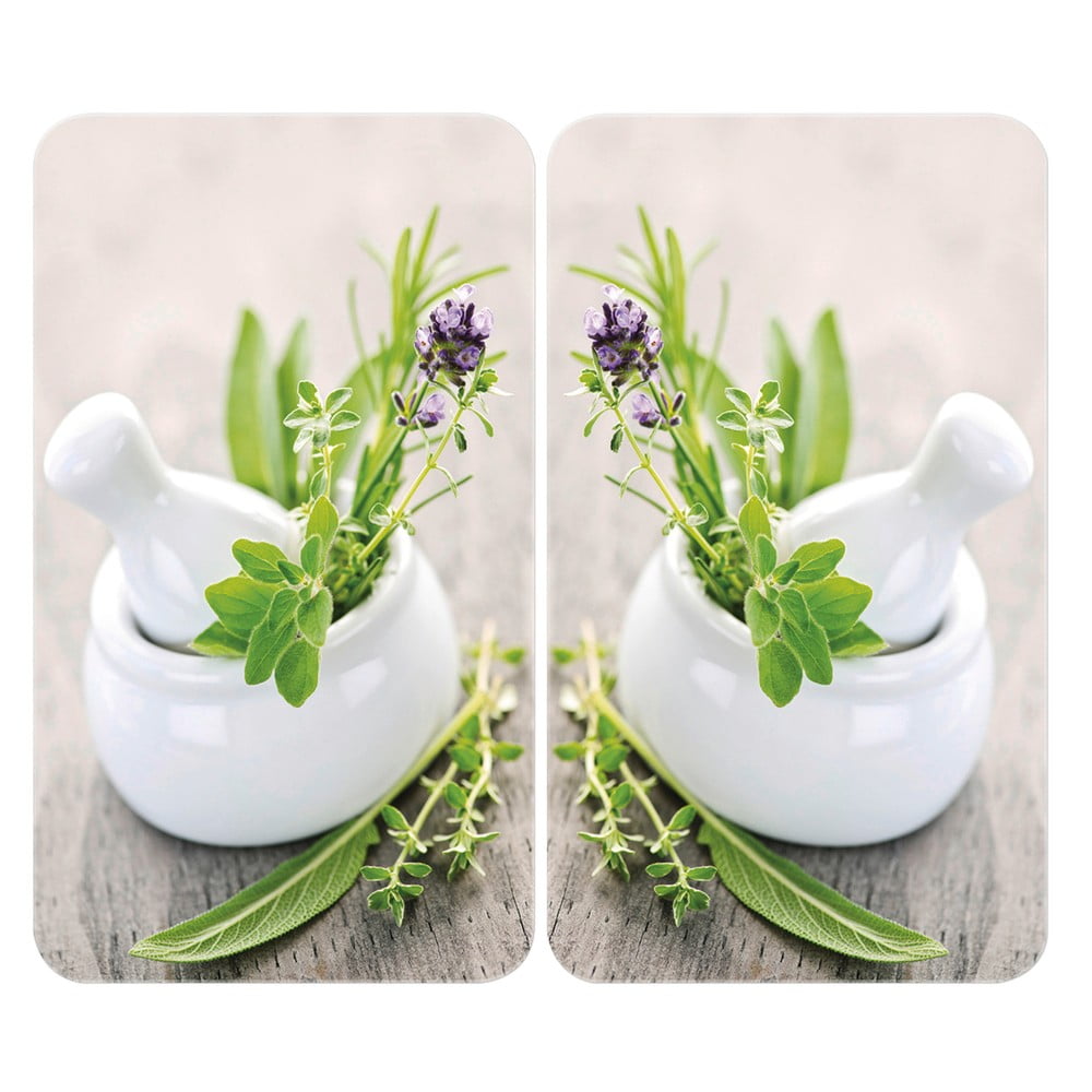Edzett üveg tűzhely fedőlap szett 2 db-os 30x52 cm Herb – Wenko