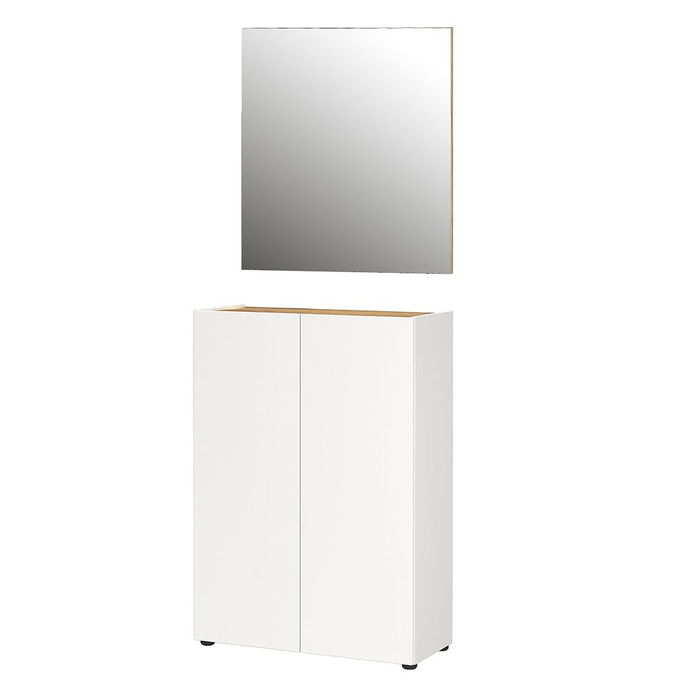 Fehér előszoba bútor tölgyfa dekorral 74x200x33 cm Alviano – Germania