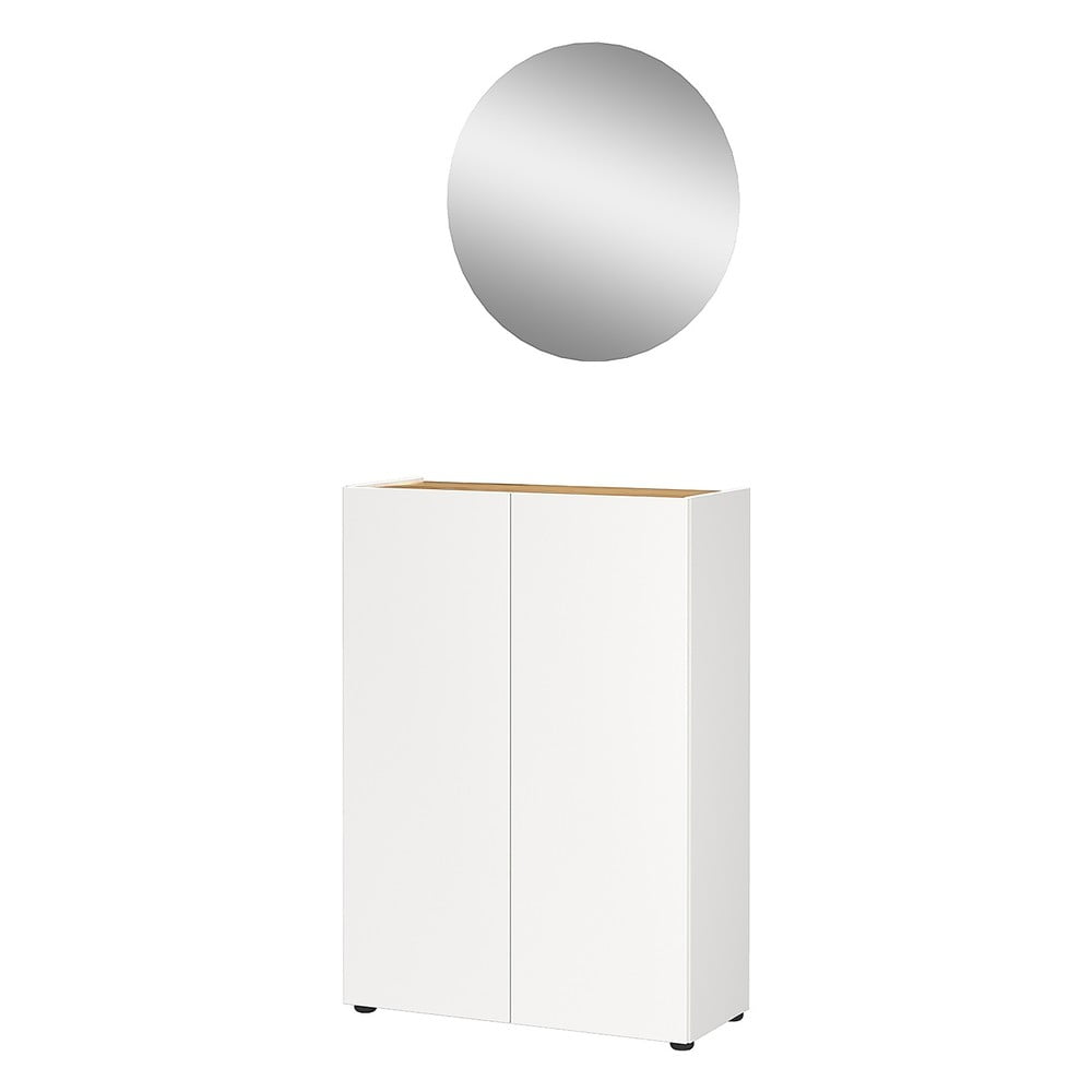 Fehér előszoba bútor tölgyfa dekorral 74x200x33 cm Alviano – Germania