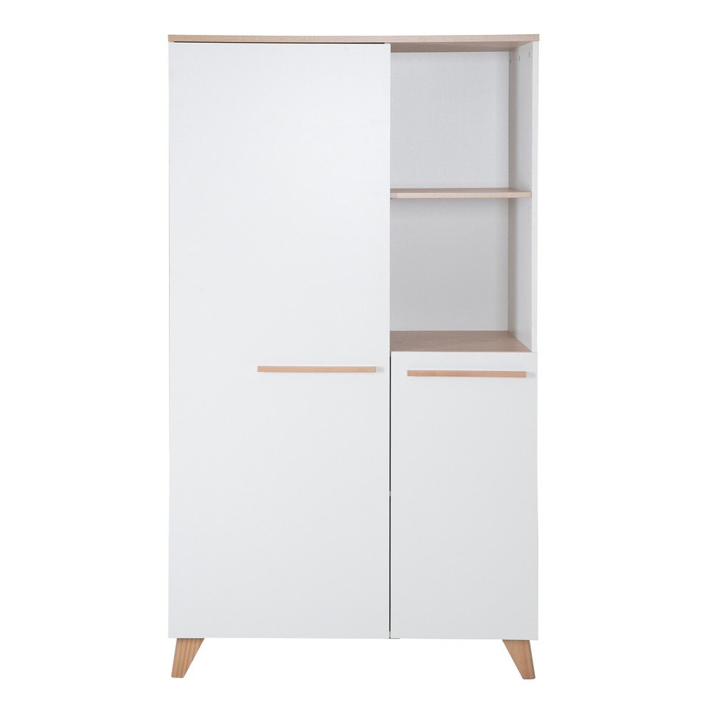 Fehér gyerek ruhásszekrény tölgyfa dekorral 52x180x180 cm Léon – Roba