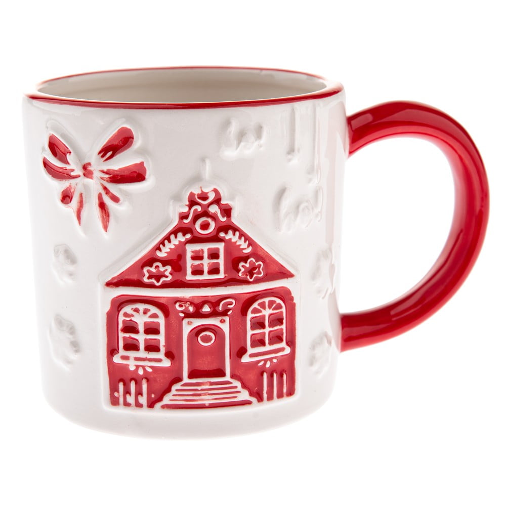 Fehér kerámia bögre karácsonyi mintával Christmas cottage – Dakls