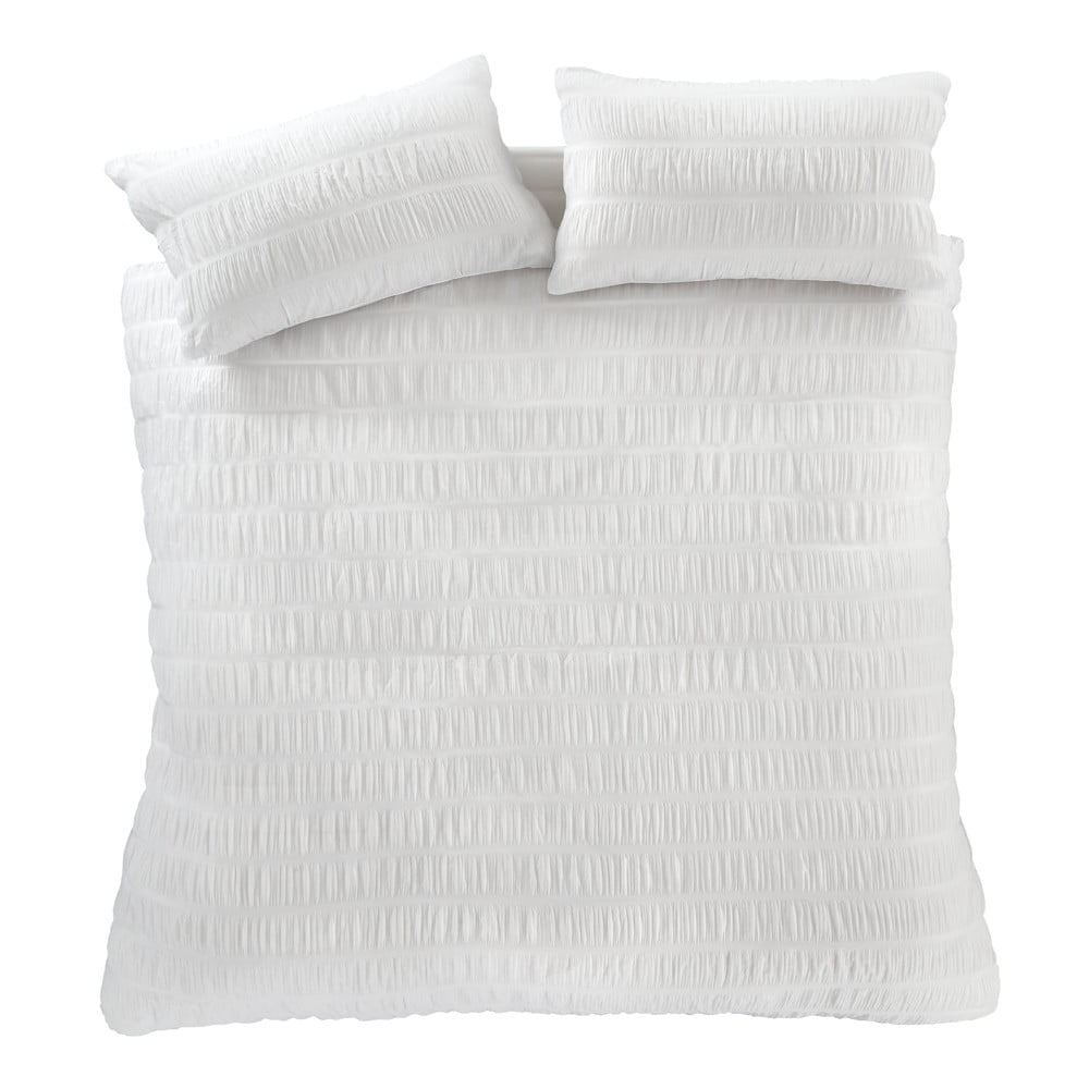 Fehér kétszemélyes ágyneműhuzat 200x200 cm Seersucker - Catherine Lansfield