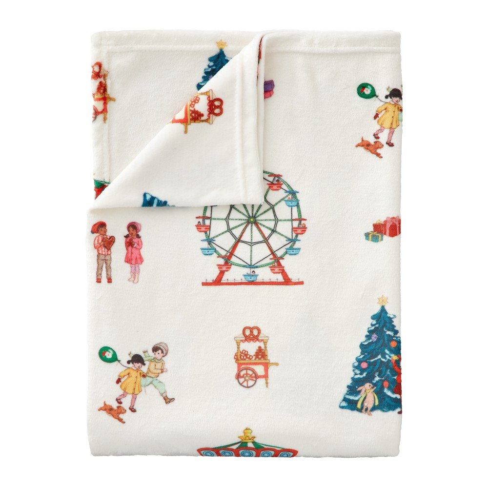 Fehér mikroplüss gyerek takaró 150x200 cm Christmas Fairground – Belle & Boo