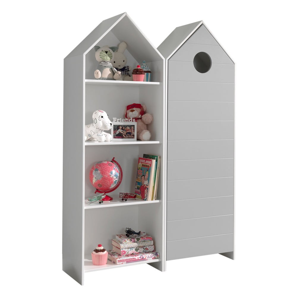 Fehér-világosszürke nyitott gyerek ruhásszekrény 115x171